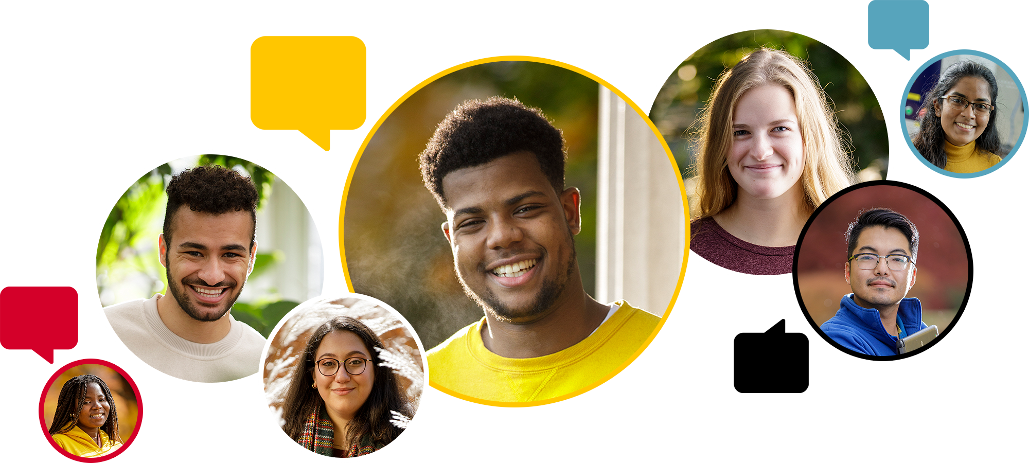 Collage of smiling students with callouts