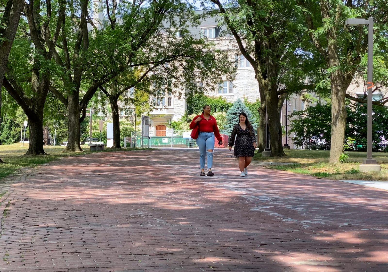 Students walking together on campus