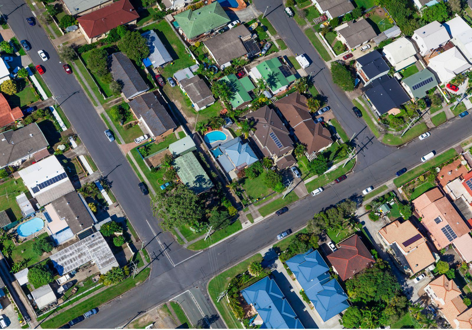 Aerial view of suburbia