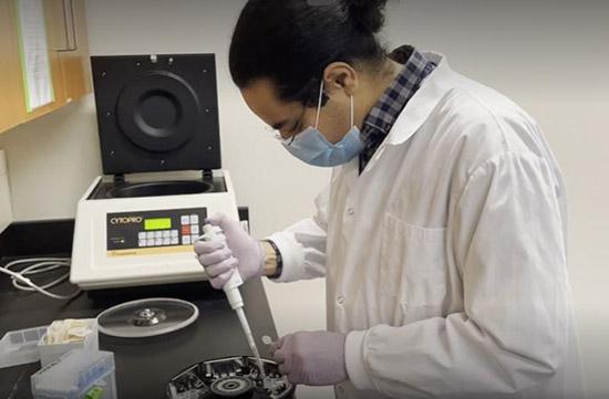 Dr. Saeid Tabatabaei, PhD candidate in OVC’s Department of Pathobiology, in the lab.