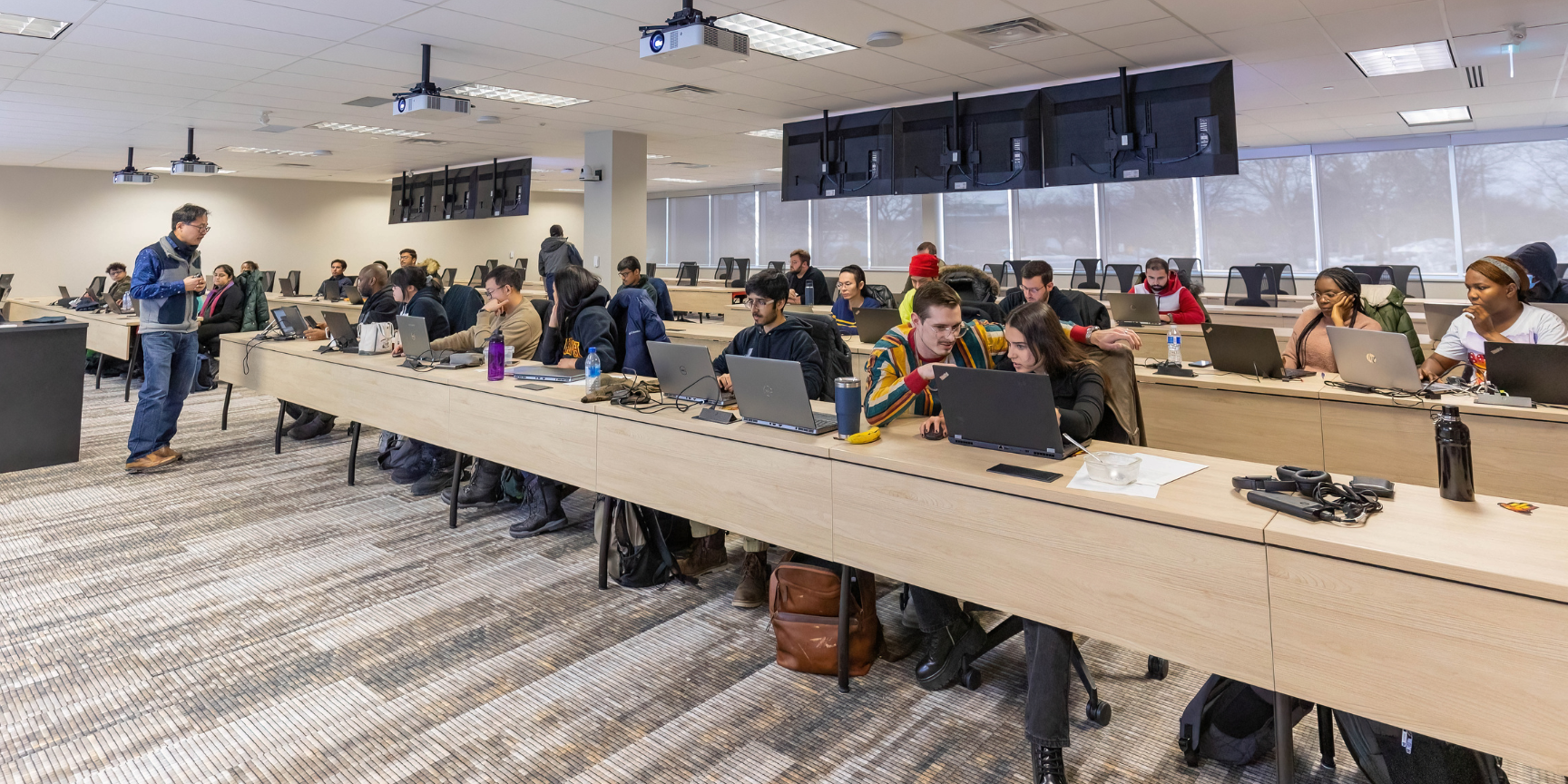 Students sit in the MCTI lecture hall