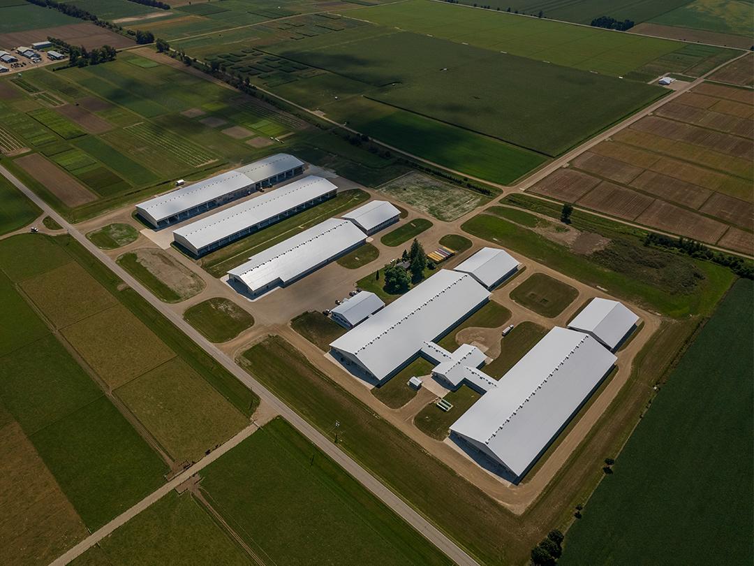 Aerial view of the Ontario Beef Research Centre - Elora.