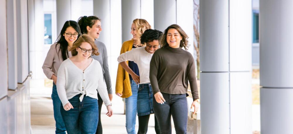 Students walking outside SSC