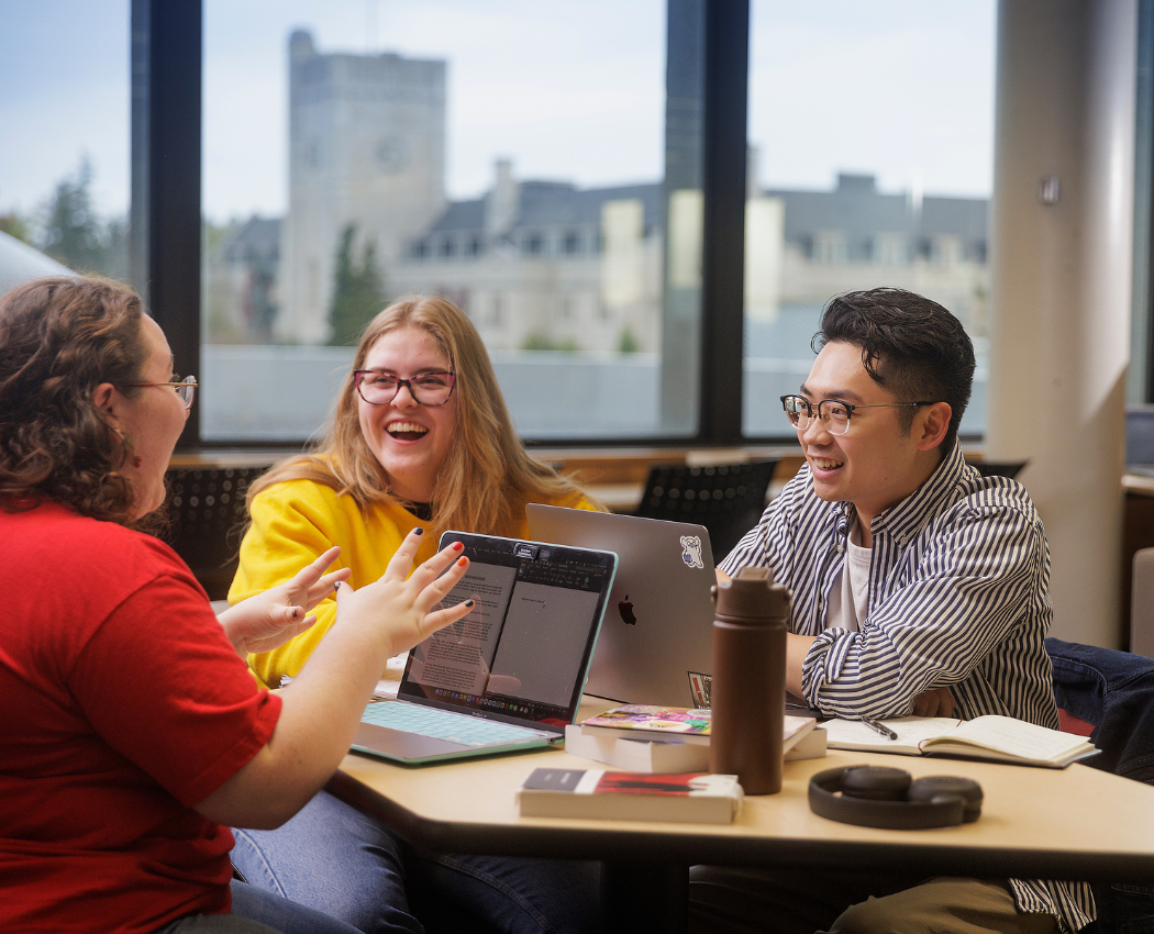 Students studying in the McLaughlin Library