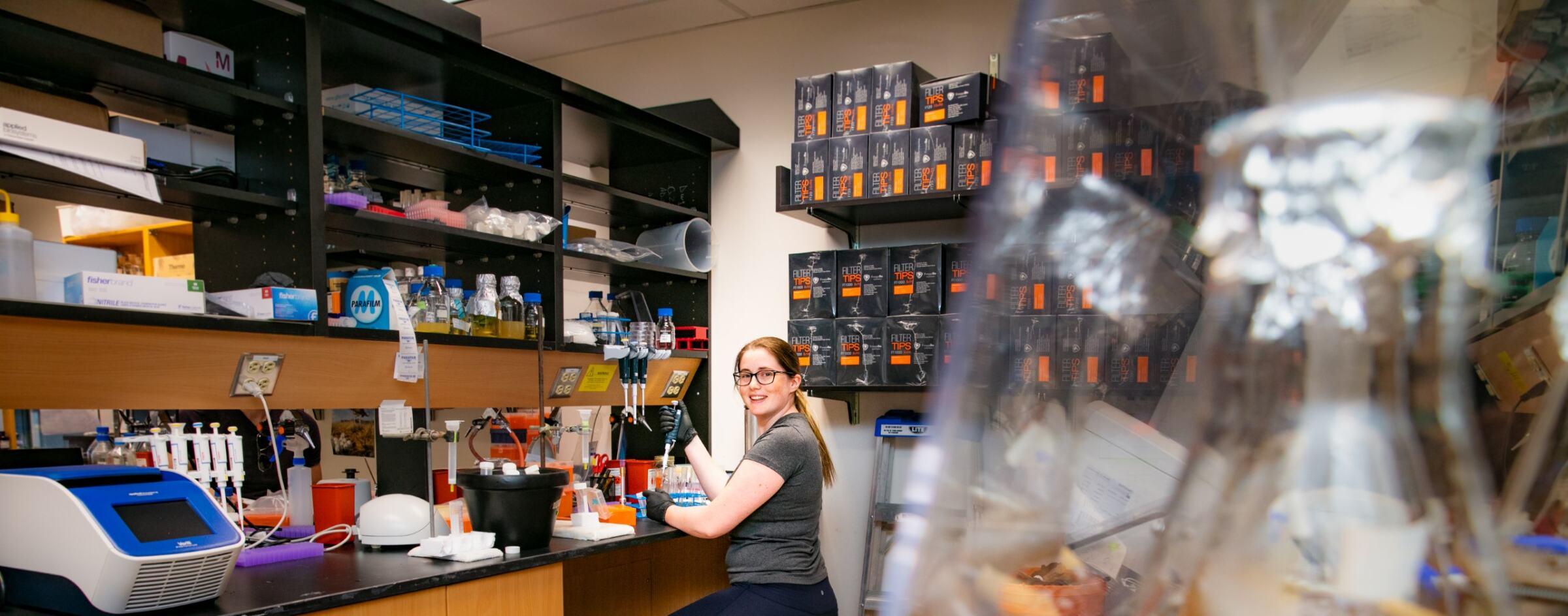 Working in Professor Wei Zeng's lab in the department of Cellular & Molecular Biology, University of Guelph