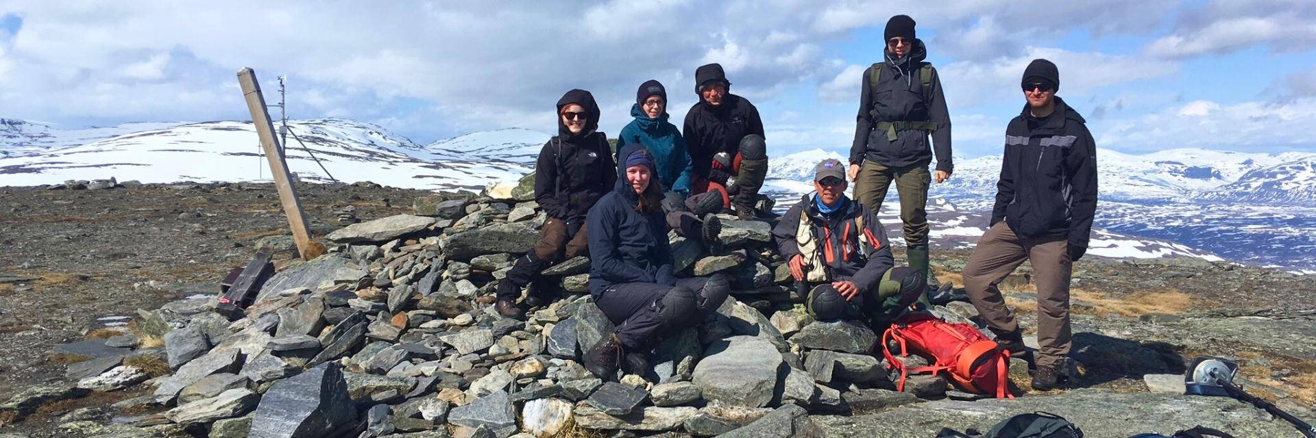 Students doing research in mountains