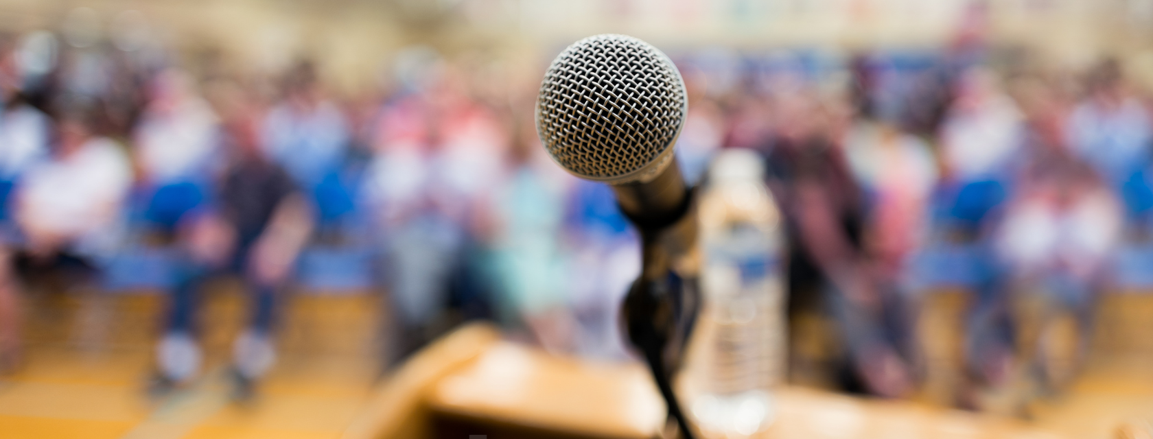 Microphone in front of crowd