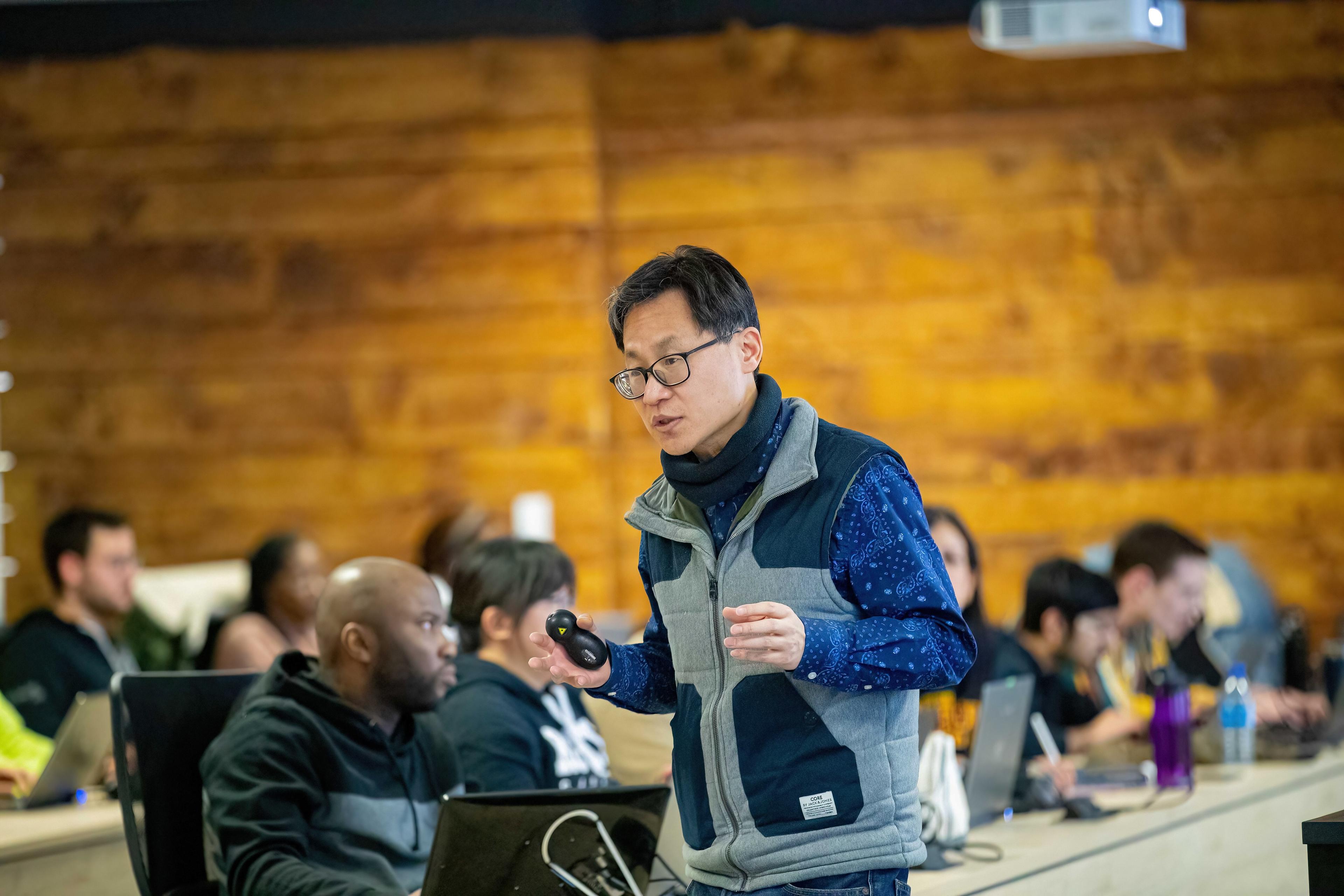 Professor giving a lecture in hall