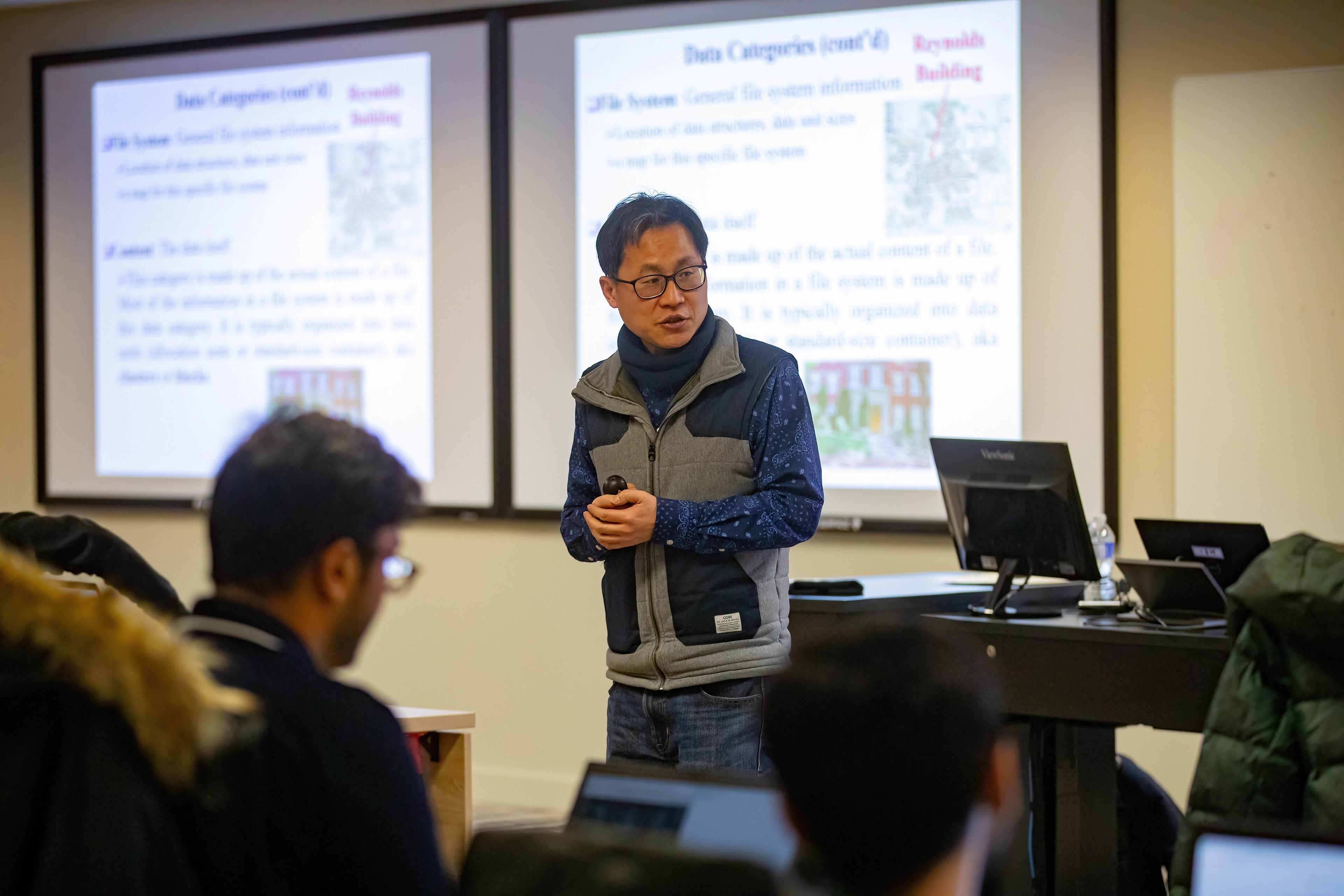 Professor giving a lecture in hall