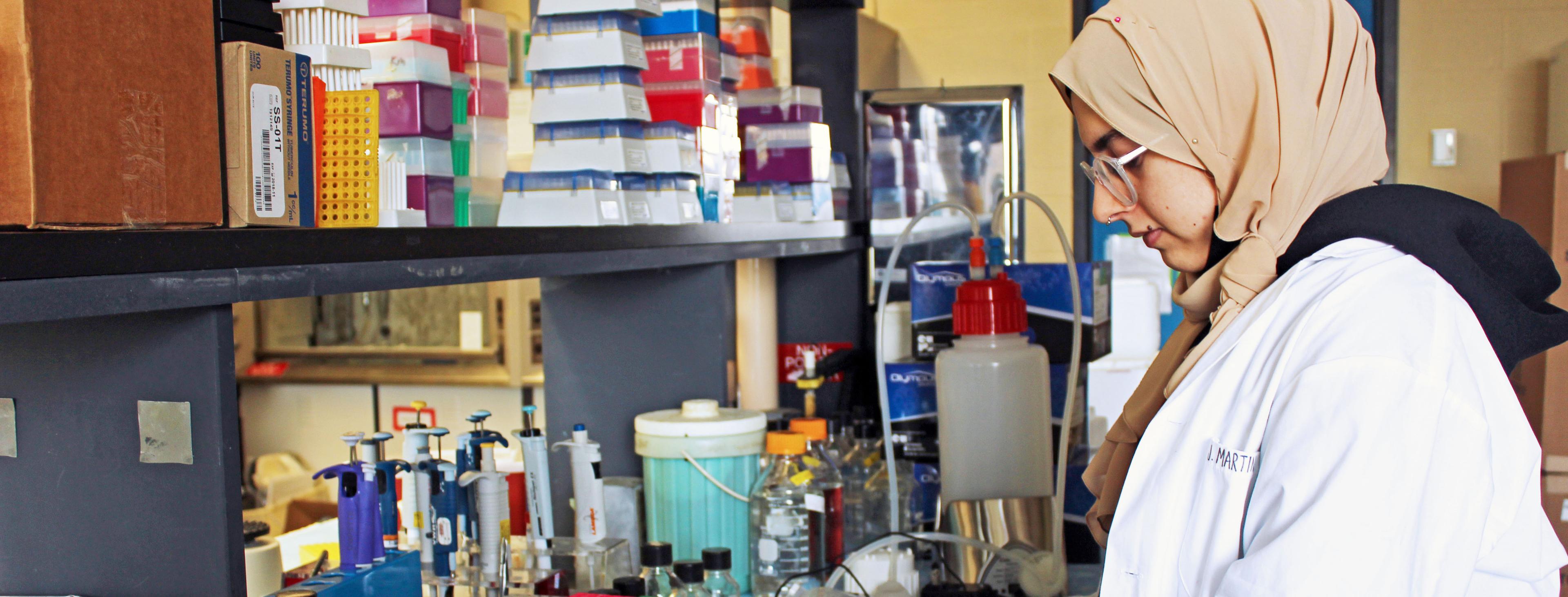 Student working in a lab