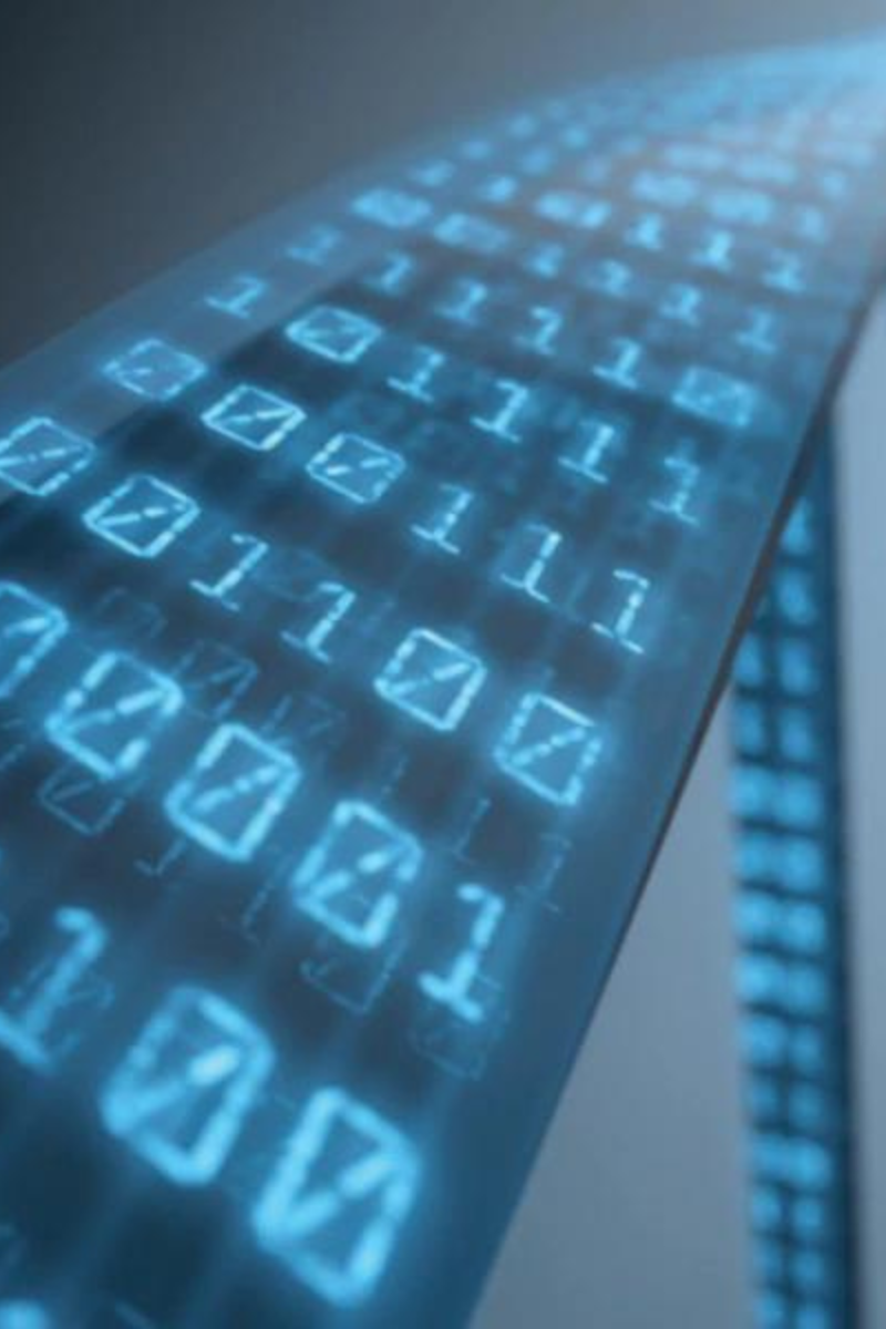 Binary numbers on a computer screen