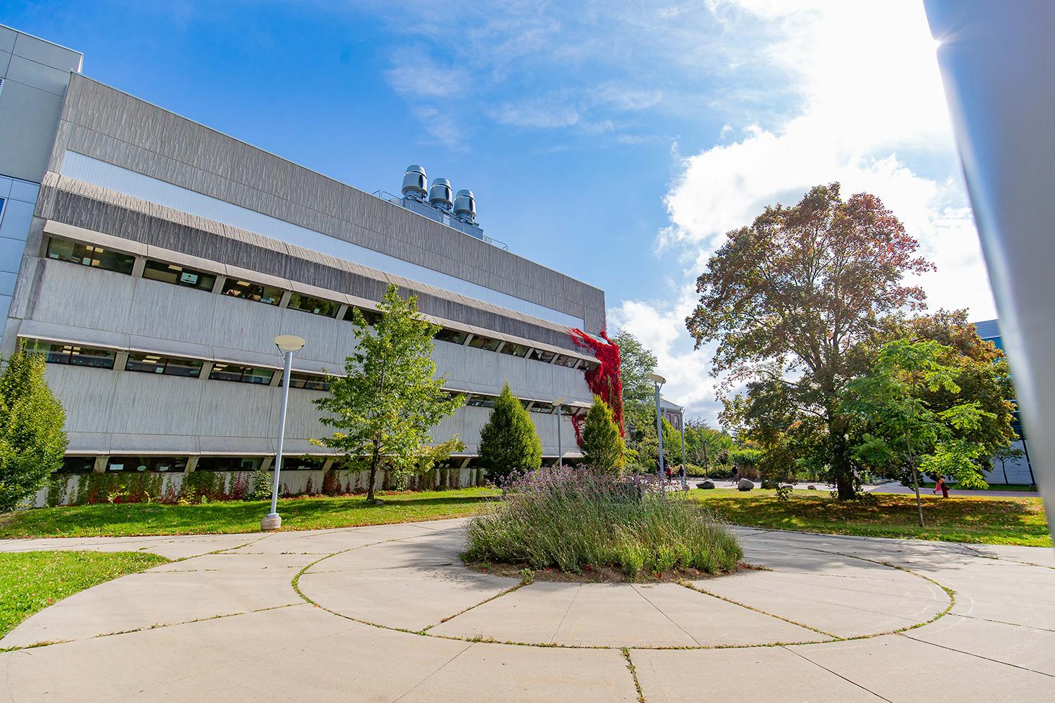 MacNaughton building courtyard in front of Summerlee Science Complex