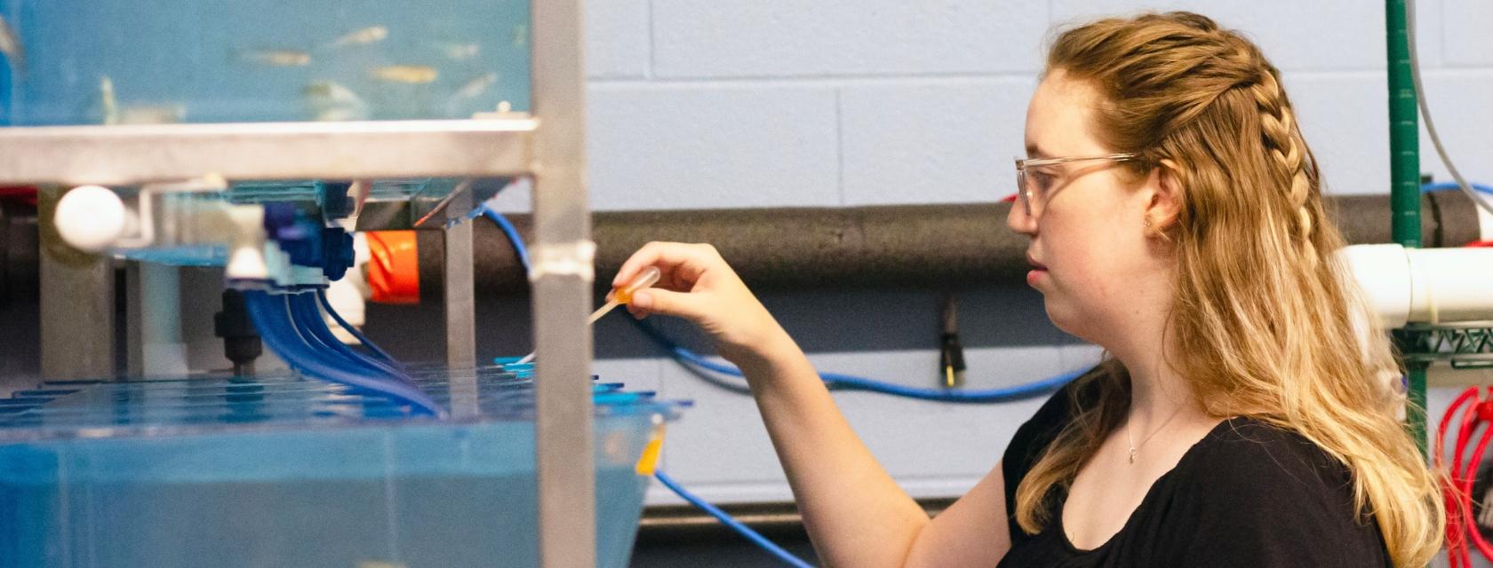 Student working in the Aqualab