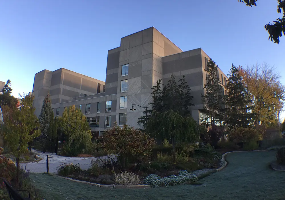 The South entrance of the University Centre in the Fall.