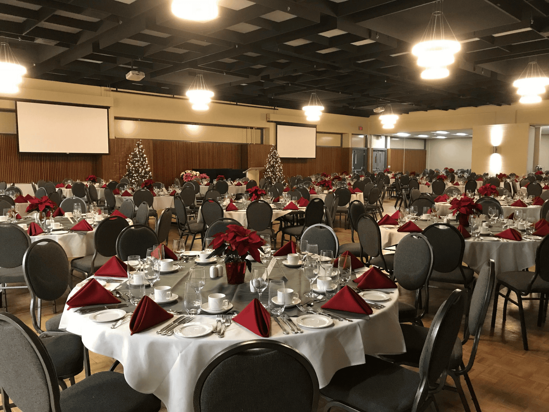 Dinner set up at Peter Clark Hall