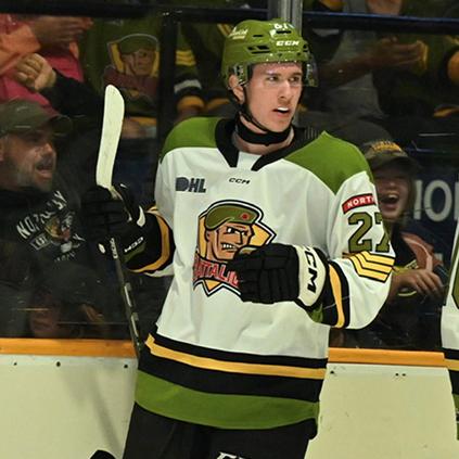 Andrew LeBlanc playing hockey.