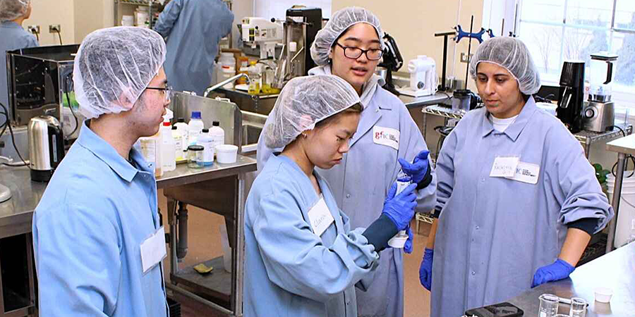 students and faculty in the food innovation lab
