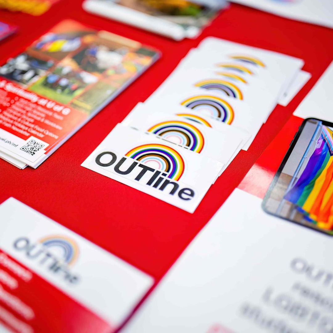 outline stickers on a table