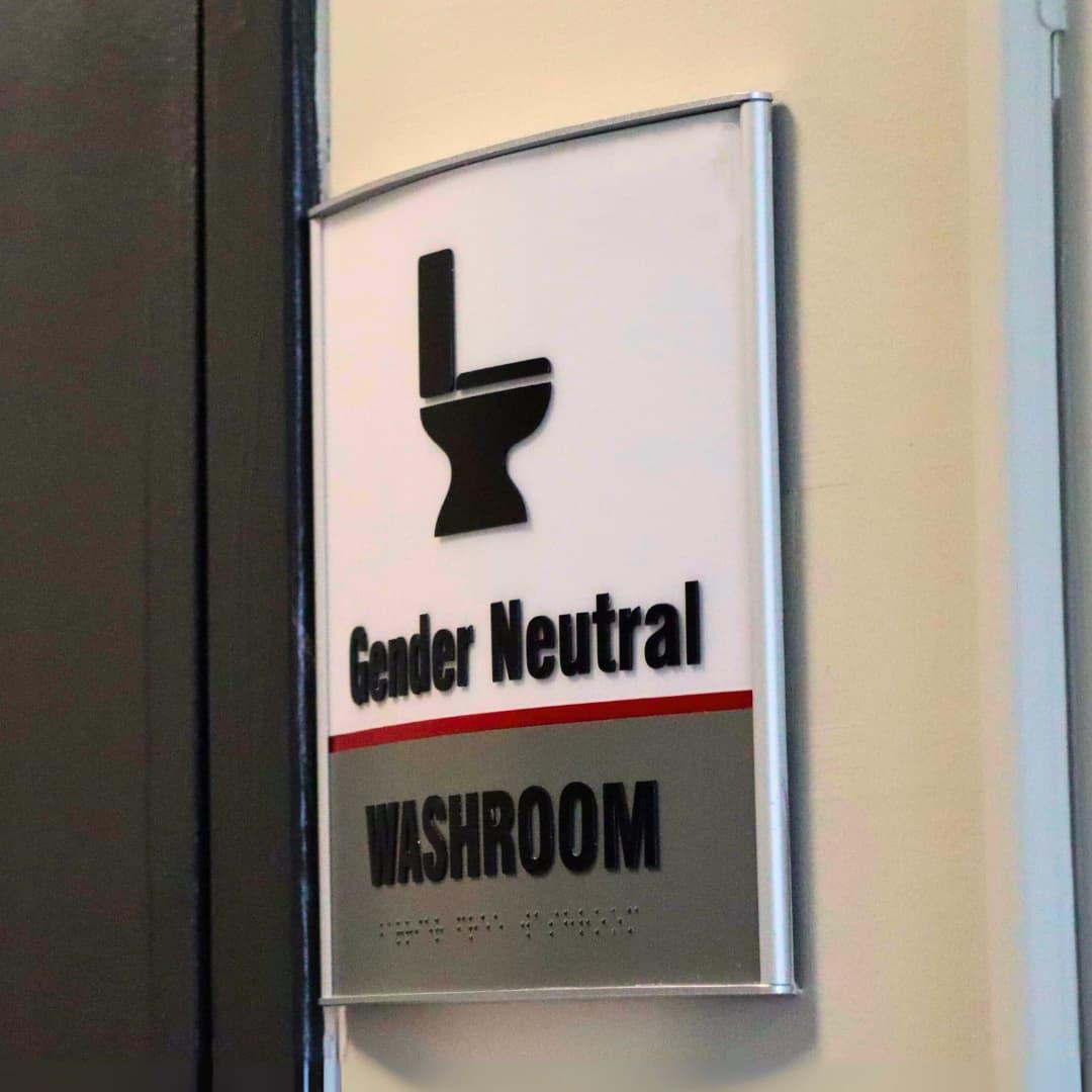 gender neutral washroom sign