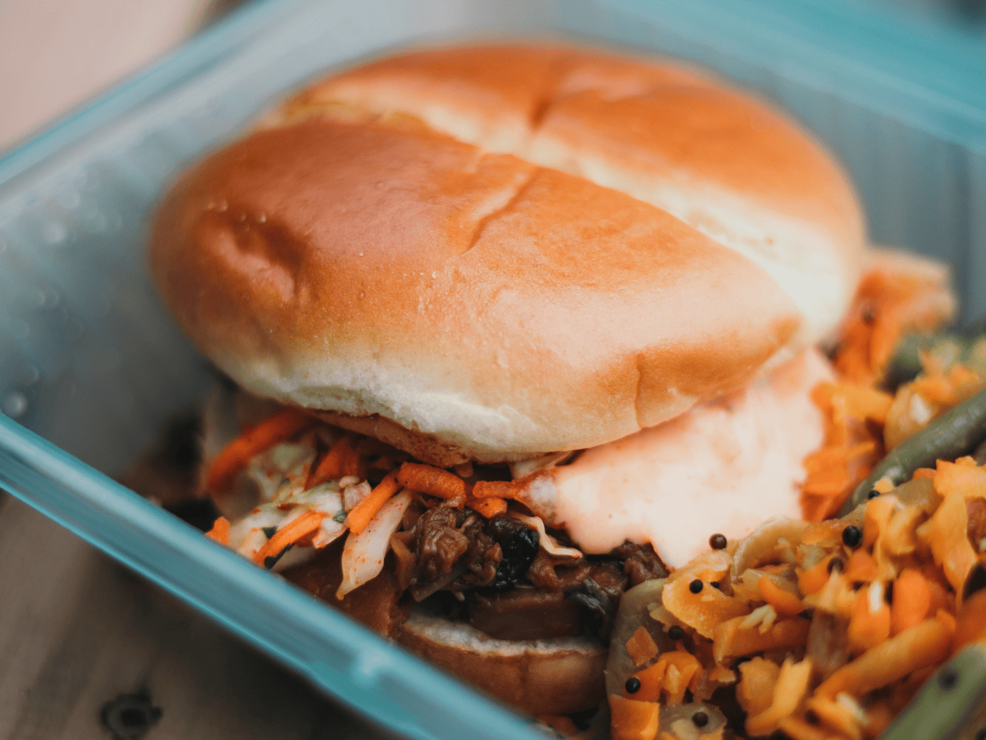 burger in green container