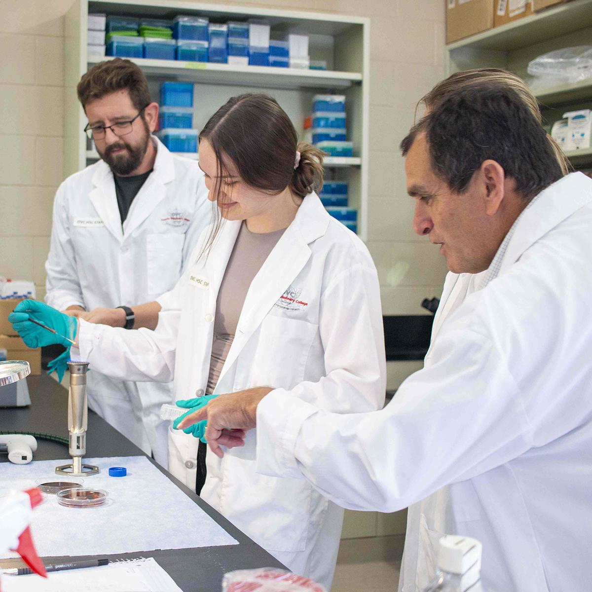 Students and a professor in a lab