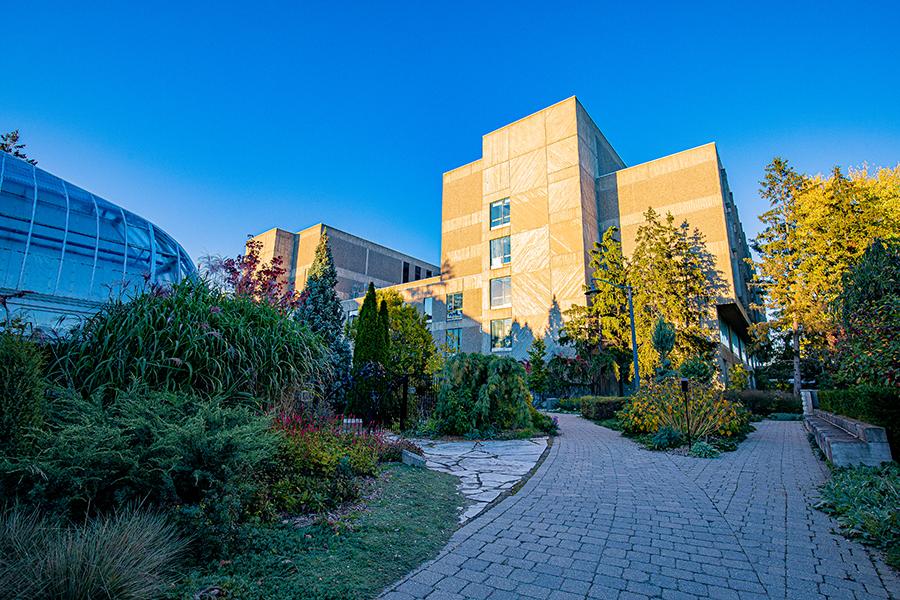 University Centre greenhouse and building