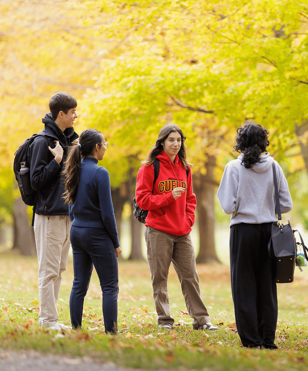 A group of students on the University of Guelph campus.