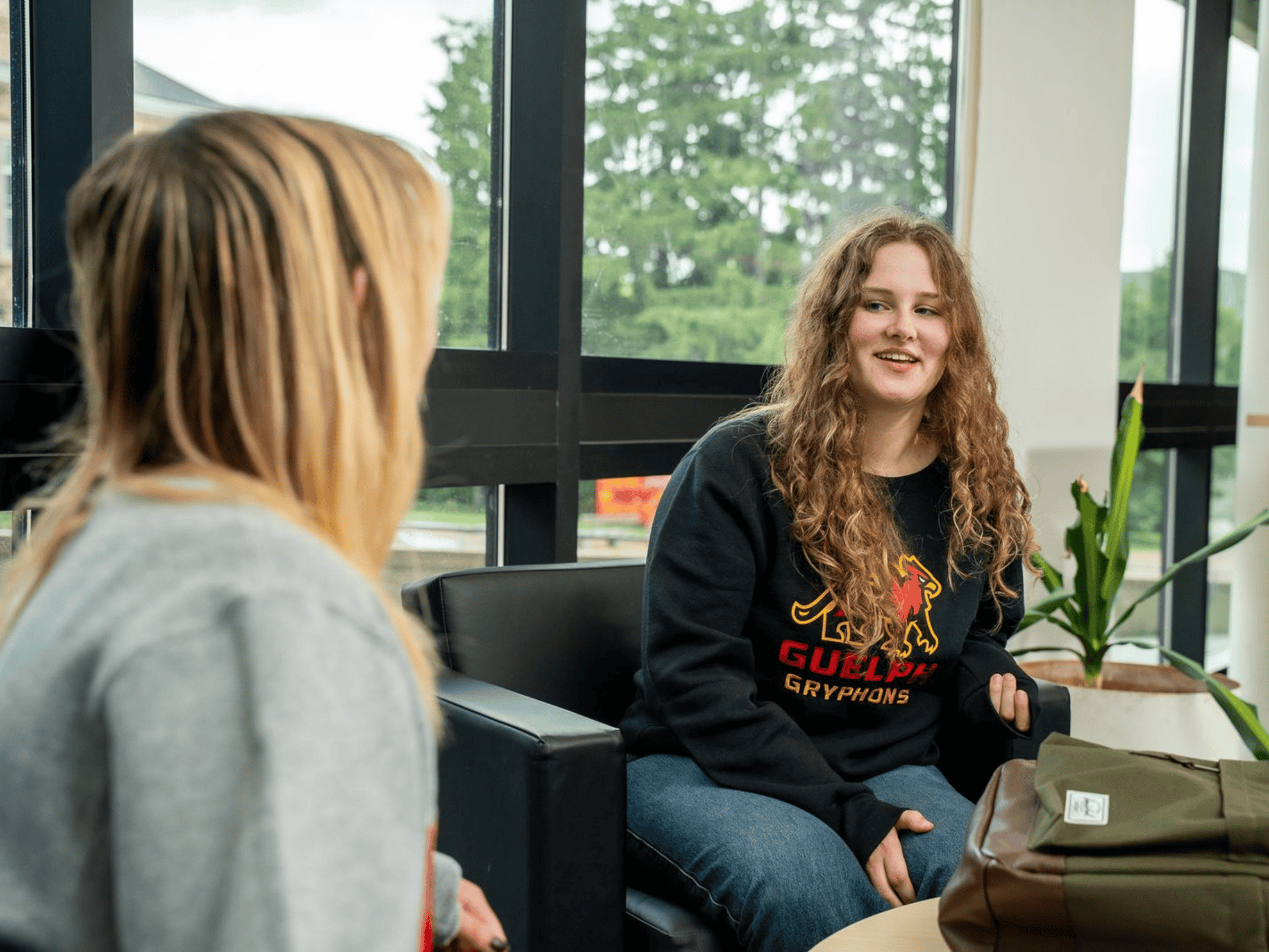 students at the library