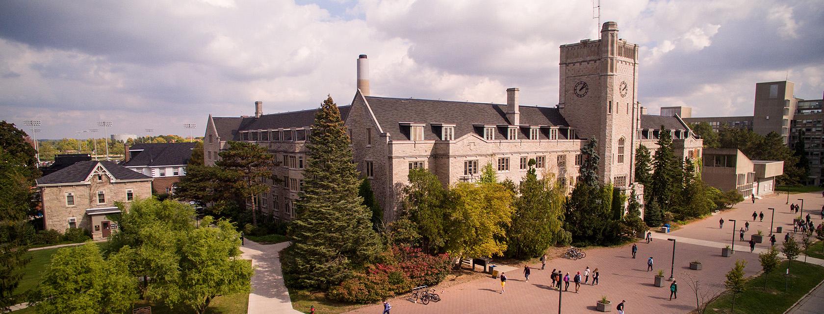 Aerial view of Johnston Hall.