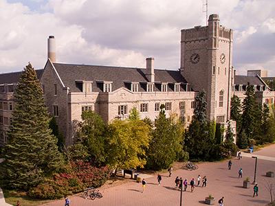 Aerial view of Johnston Hall.