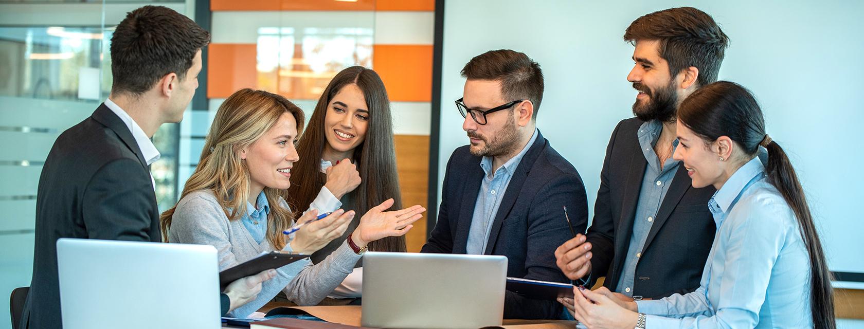 Group of professionals having a meeting.