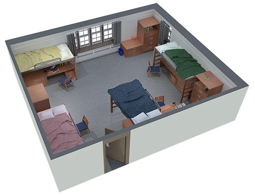 Residence Mills Hall Quad Room Layout
