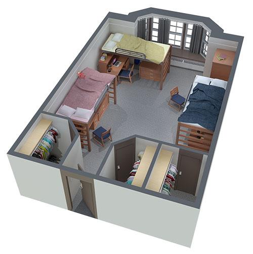 Residence Mills Hall Triple Room Layout