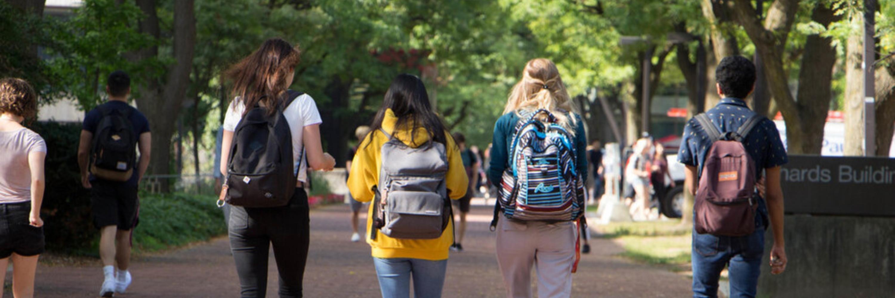 Students walking on campus