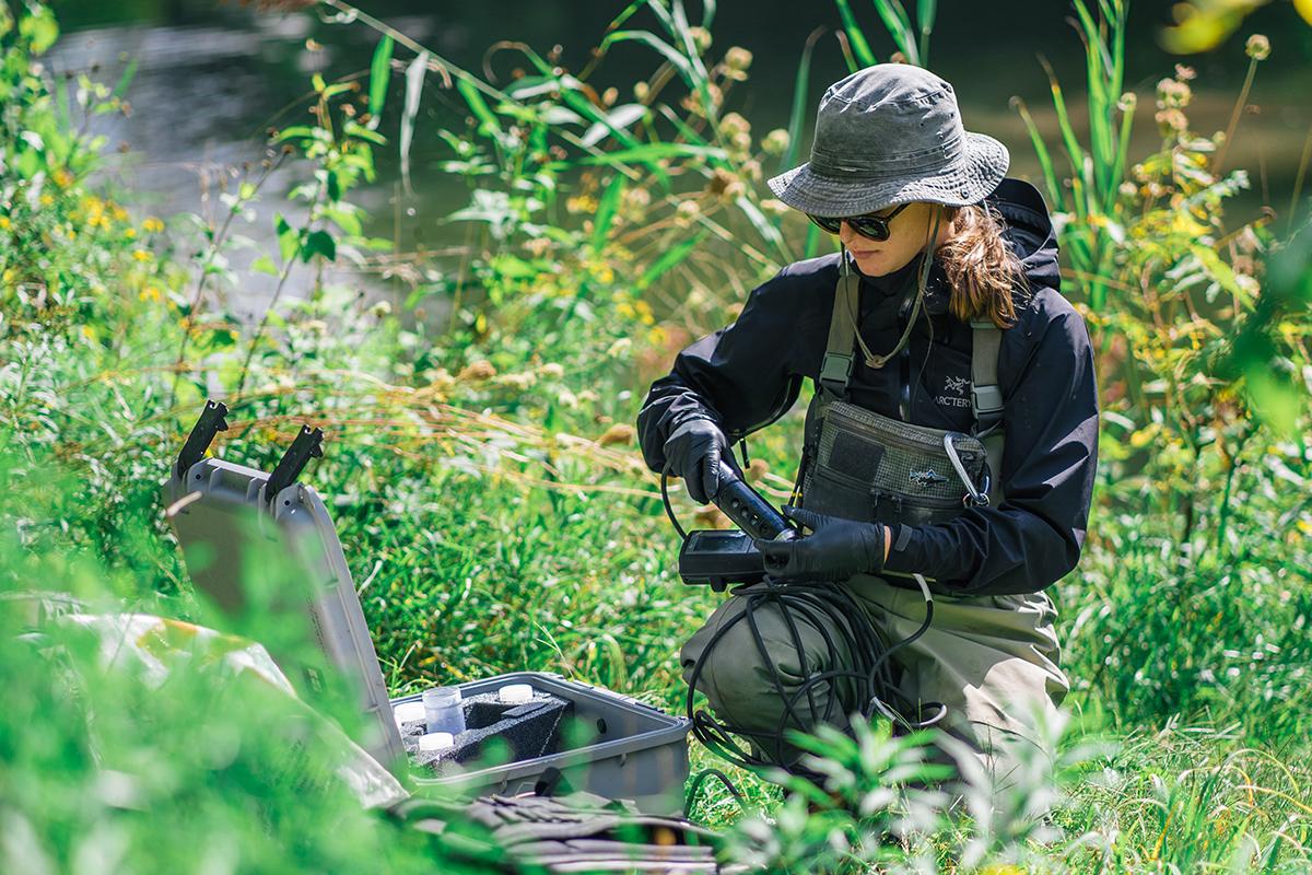 Uof G student working her co-op placement in the field