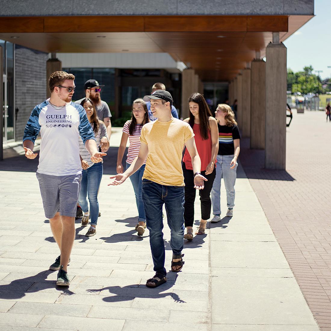 group of students walking toward the camera