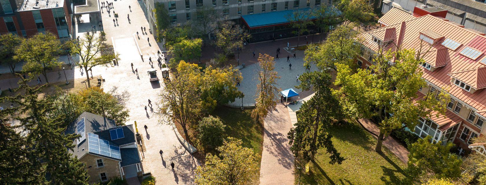 Arial view of University of Guelph campus.