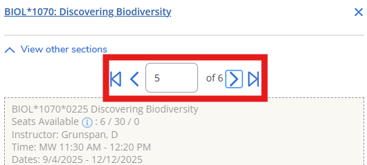 Screenshot of the Plan, Schedule, Register & Drop page on WebAdvisor with arrows highlighted