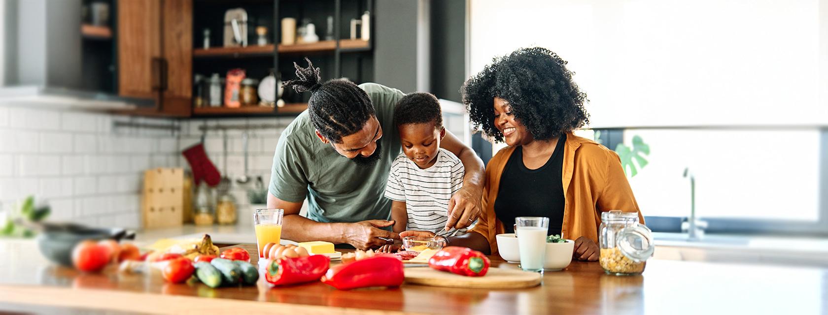 A young family learns to cook together