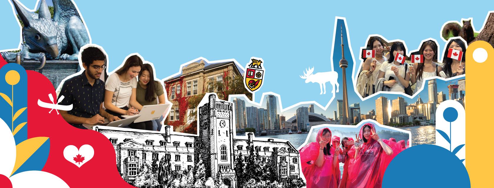 Collage of students and locations with text that says, "Discover Your Future, Summer Institute."