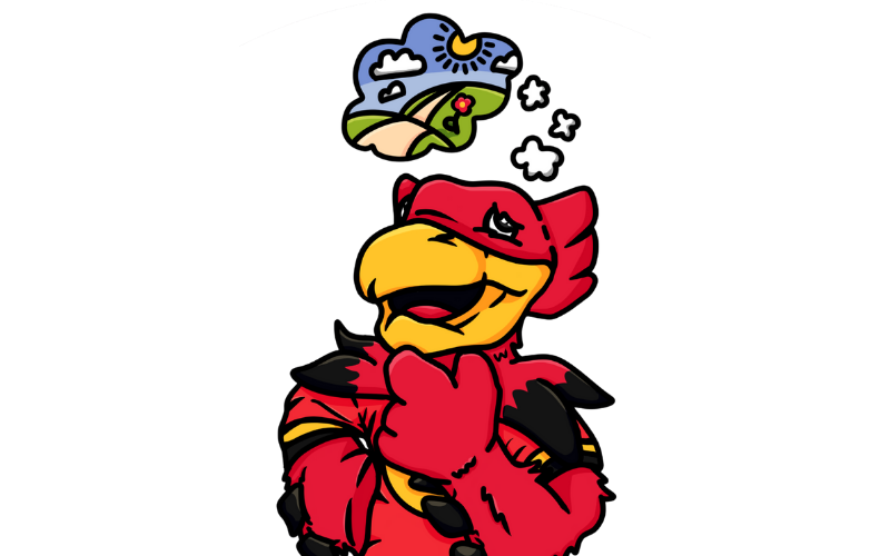 Illustration of the Gryphon mascot being mindful