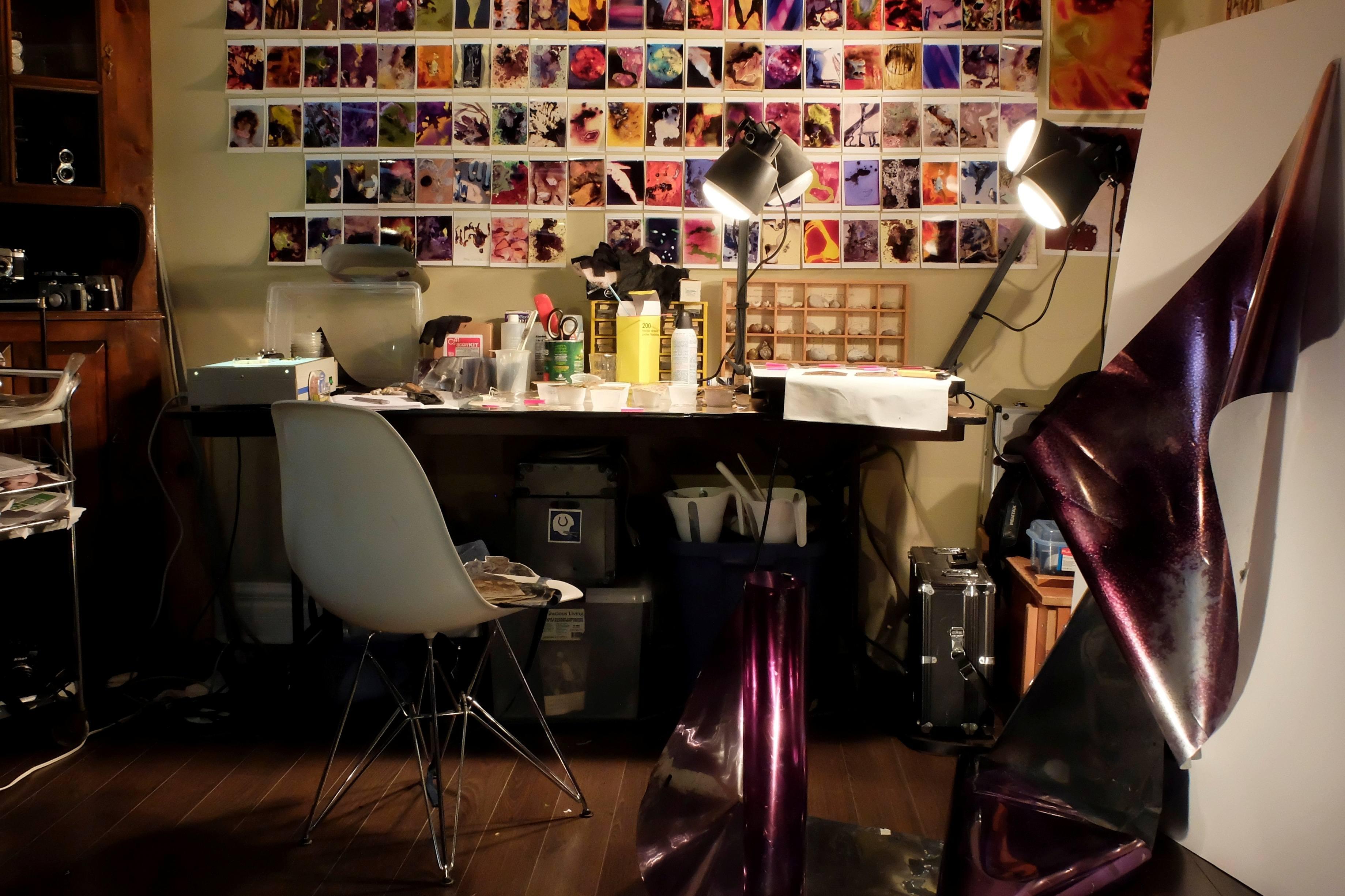 an art studio desk