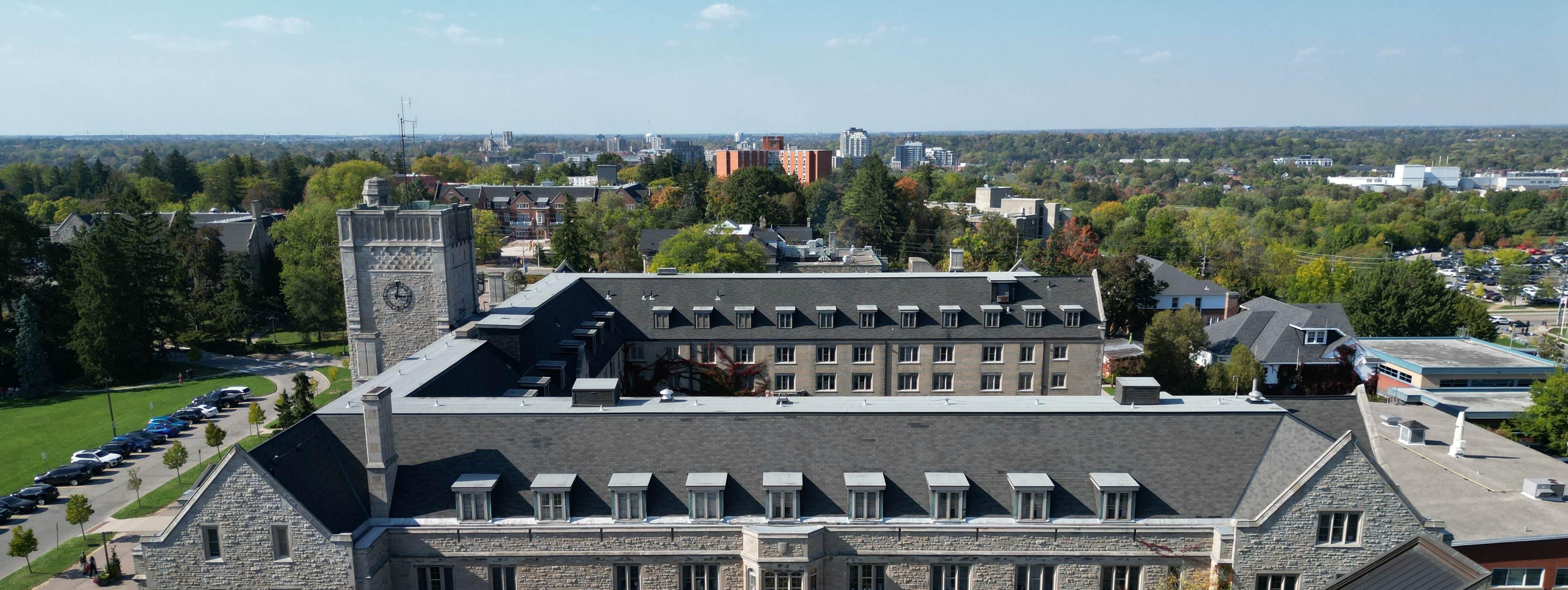 West skyview of Johnston Hall
