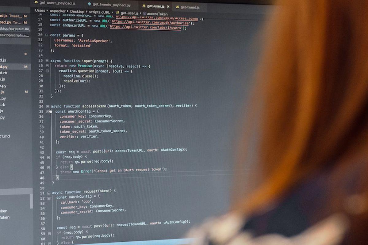 Close up image of a computer screen with lines of code