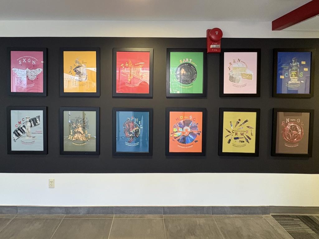 College of Arts program posters in the MacKinnon building at the University of Guelph