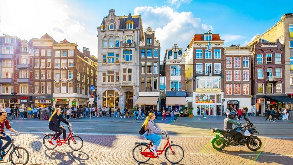 People riding bicycles in the Netherlands