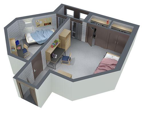 South Residence Alcove Double Room Layout